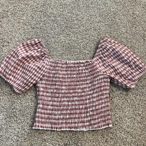 Pink and cream puff sleeve blouse size small